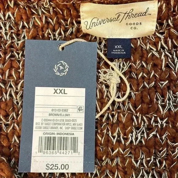 Universal Thread Open Knit V Neck Brown Sweater Women’s XXL NWT - Picture 7 of 9